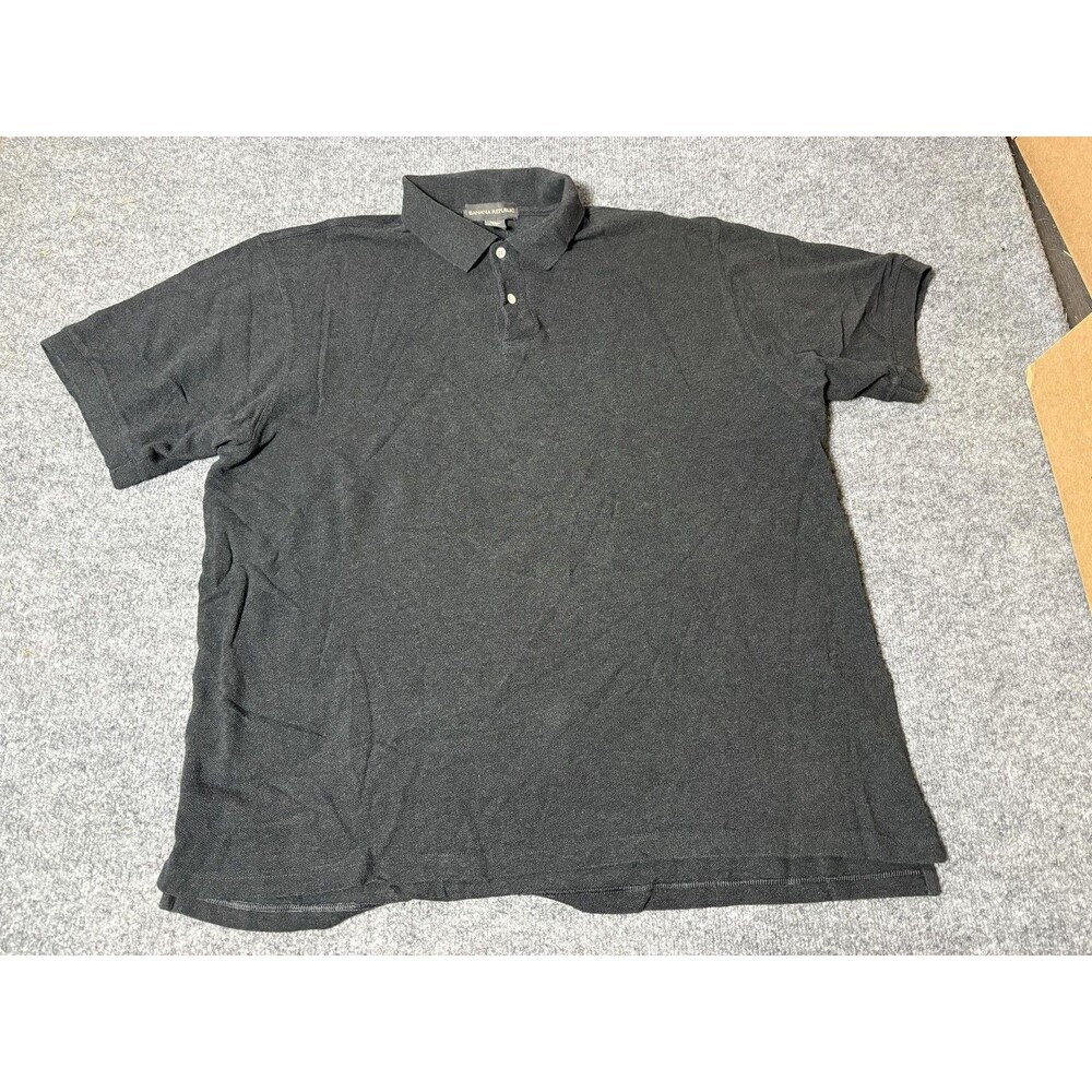 Banana Republic Polo Shirt Mens 2XL Black 100% Cotton Knit Short Sleeve Casual